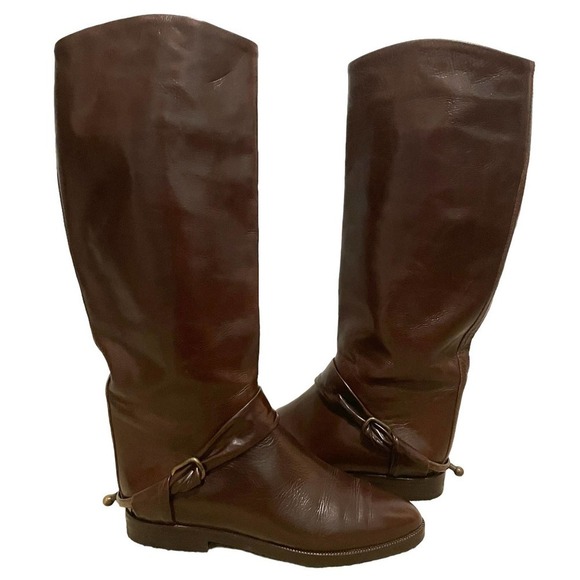 INGA Equestrian Tall Brown Leather Boots | Size 37 (US 6.5) - Picture 9 of 11